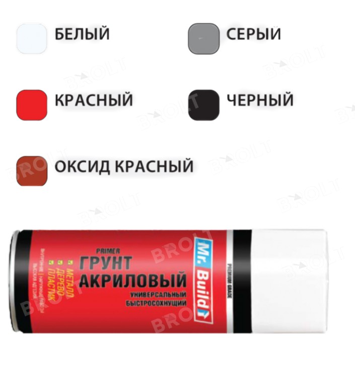 Mr.Build Грунт-краска аэрозольная акриловая серая, универсальная, 400мл ...