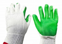 Перчатка стекольщика, х/б ткань с латексным покрытием ладони, зеленая,  (1уп.-12шт.) (B-140)