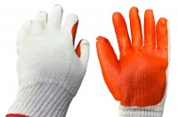 Перчатка стекольщика, х/б ткань с латексным покрытием ладони, оранжевая,  (1уп.-12шт.) (B-140)