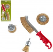 Щетки из рифленой проволоки для дрели + ручная (25,50,75мм), набор 4 шт, Alloid (WB-92144)