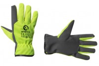 Перчатка комбинированная из кожи и флуоресцентной зеленой ткани 10", INTERTOOL (SP-0172) (1уп.-12шт.)