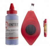 Шнур трассировочный 30 м + мел + подвесной уровень, INTERTOOL (MT-2505)