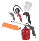 Набір пневмоінструментів 5 од. (краскопульт, мовниця, пістолет для підкачування, продувний, шланг спіральний), INTERTOOL (PT-15