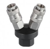 Розгалужувач повітря 1/4" на 2 виходи, V-подібний, з швидкороз'ємними з'єднаннями, 10bar, INTERTOOL (PT-1852)