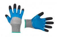 Перчатка стреичевая латекс. (полное. покр.) усиленная, сине-черная, 8", INTERTOOL (SP-0105) (1уп.-12шт.)