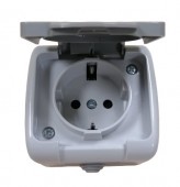 Розетка накладная 1-ая, с заземлением, защита от влаги,  Lumico-Viola (L-3508)