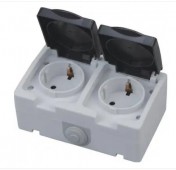 Розетка накладная 2-ая, с заземлением, защита от влаги,  Lumico-Viola (L-3511)