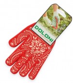 Рукавичка трикотажна з ПВХ малюнком білий мак "МАК", червона, розмір 9", кл. 10, DOLONI (4130)