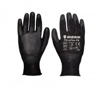 Перчатка стрейчевая полиуретановое покрытие "MicroFlex", неполный облив, чорная, размер 10", SIZAM (34007)