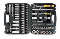 Набір насадок торцевих CrV 1/4" та 1/2" з тріскачками 72з., 94шт в кейсі, СИЛА (252094)