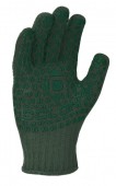 Перчатка трикотажная с ПВХ рисунком "СТАНДАРТ", зеленая, размер 10", кл. 7, DOLONI (548)