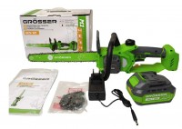 Пила цепная аккумуляторная GCS 121, шина 12"/305мм, цепь 1/4", 62 звеньев, 1 АКБ 3 А/ч и ЗУ, Grosser