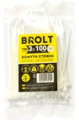 Хомут нейлон 2,5х300мм (3x300), 100шт белый BROLT