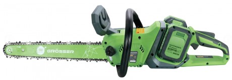 GROSSER Пила цепная аккумуляторная GCS 142HS, шина 14"/350мм, цепь 3/8", 74 звена, 2 АКБ 20В 4А/ч и ЗУ, Grosser - Картинка 1