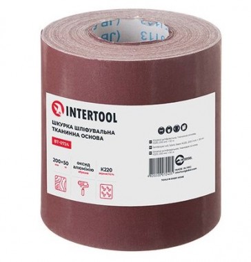 INTERTOOL Наждачка на тканевой основе 200ммх50м, Р220, INTERTOOL (BT-0724) - Картинка 1