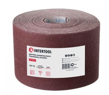 INTERTOOL Наждачка на тканевой основе 200ммх50м, Р40, INTERTOOL (BT-0714) - Картинка 1